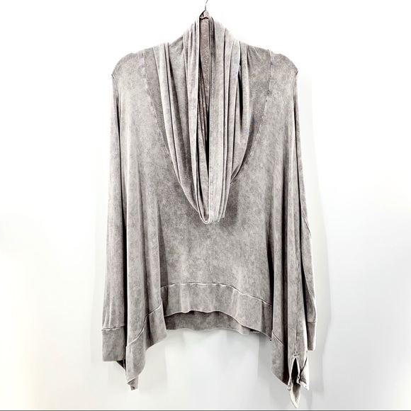 Blue Life Sweaters - Blue Life Gray Acid Wash Oversized Cowl Neck Top